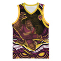 Personalized Brisbane Broncos Basketball Jersey Aboriginal Dot Art - Dreamtime Rugby Mascot