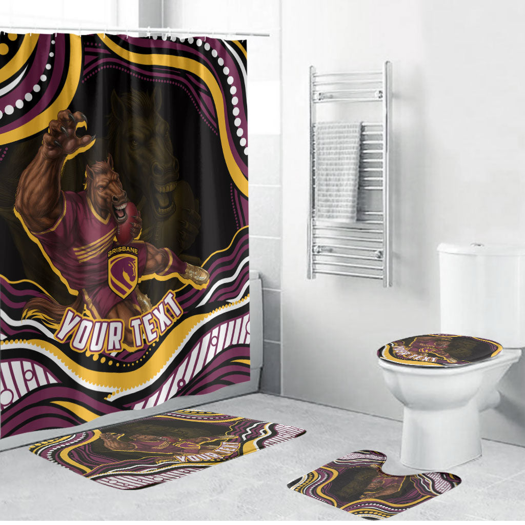 Personalized Brisbane Broncos Bathroom Set Aboriginal Dot Art - Dreamtime Rugby Mascot