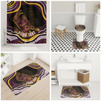 Personalized Brisbane Broncos Bathroom Set Aboriginal Dot Art - Dreamtime Rugby Mascot