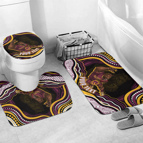 Personalized Brisbane Broncos Bathroom Set Aboriginal Dot Art - Dreamtime Rugby Mascot