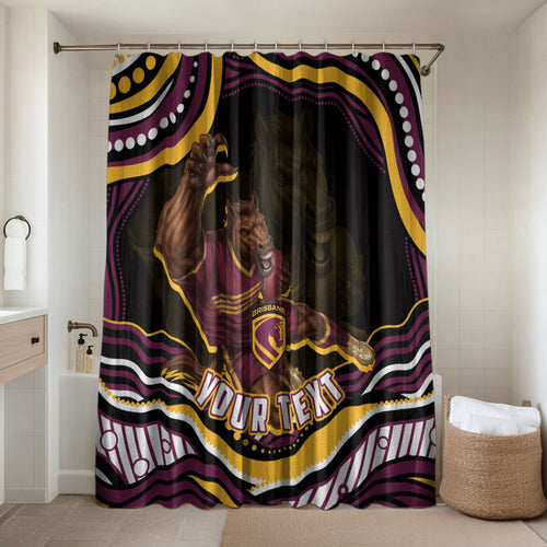Personalized Brisbane Broncos Bathroom Set Aboriginal Dot Art - Dreamtime Rugby Mascot