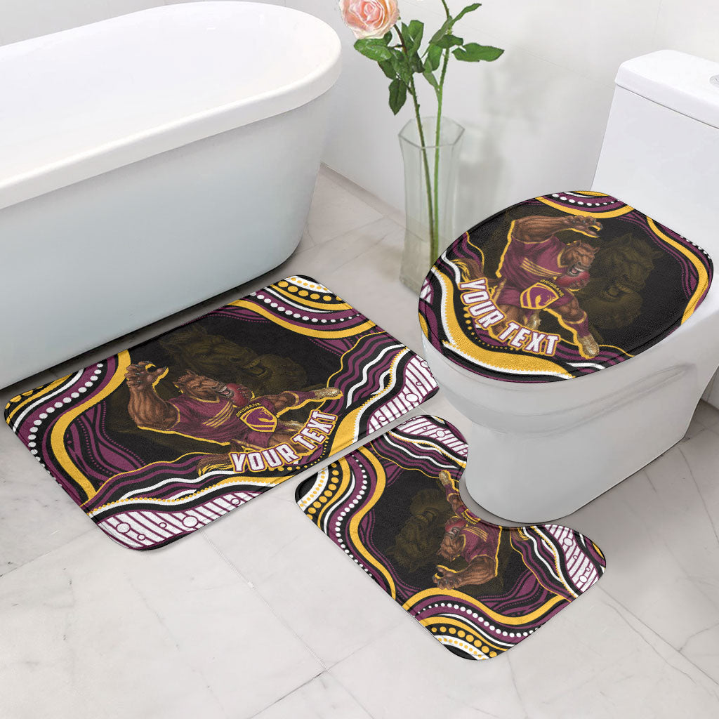 Personalized Brisbane Broncos Bathroom Set Aboriginal Dot Art - Dreamtime Rugby Mascot