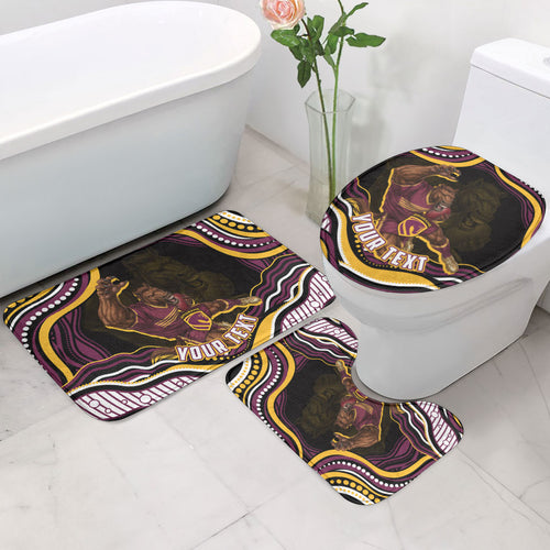 Personalized Brisbane Broncos Bathroom Set Aboriginal Dot Art - Dreamtime Rugby Mascot