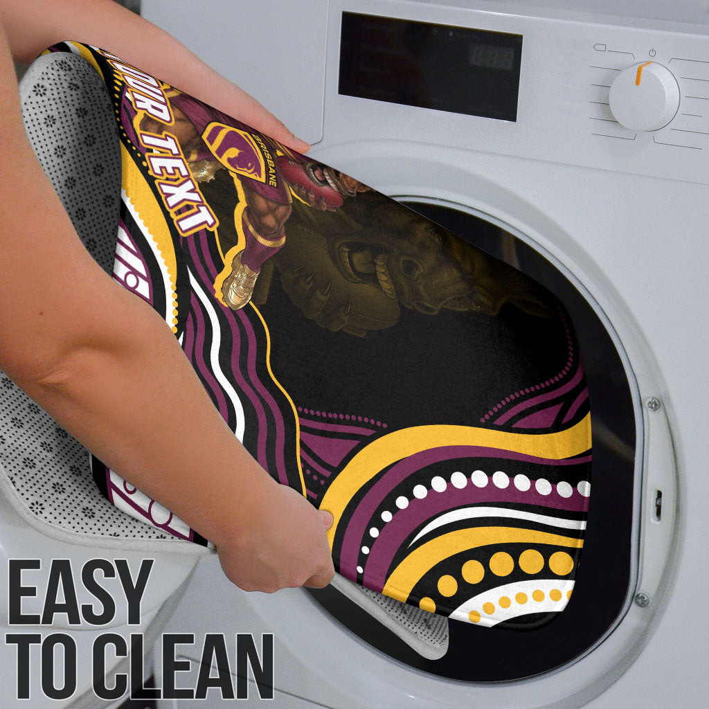 Personalized Brisbane Broncos Bathroom Set Aboriginal Dot Art - Dreamtime Rugby Mascot