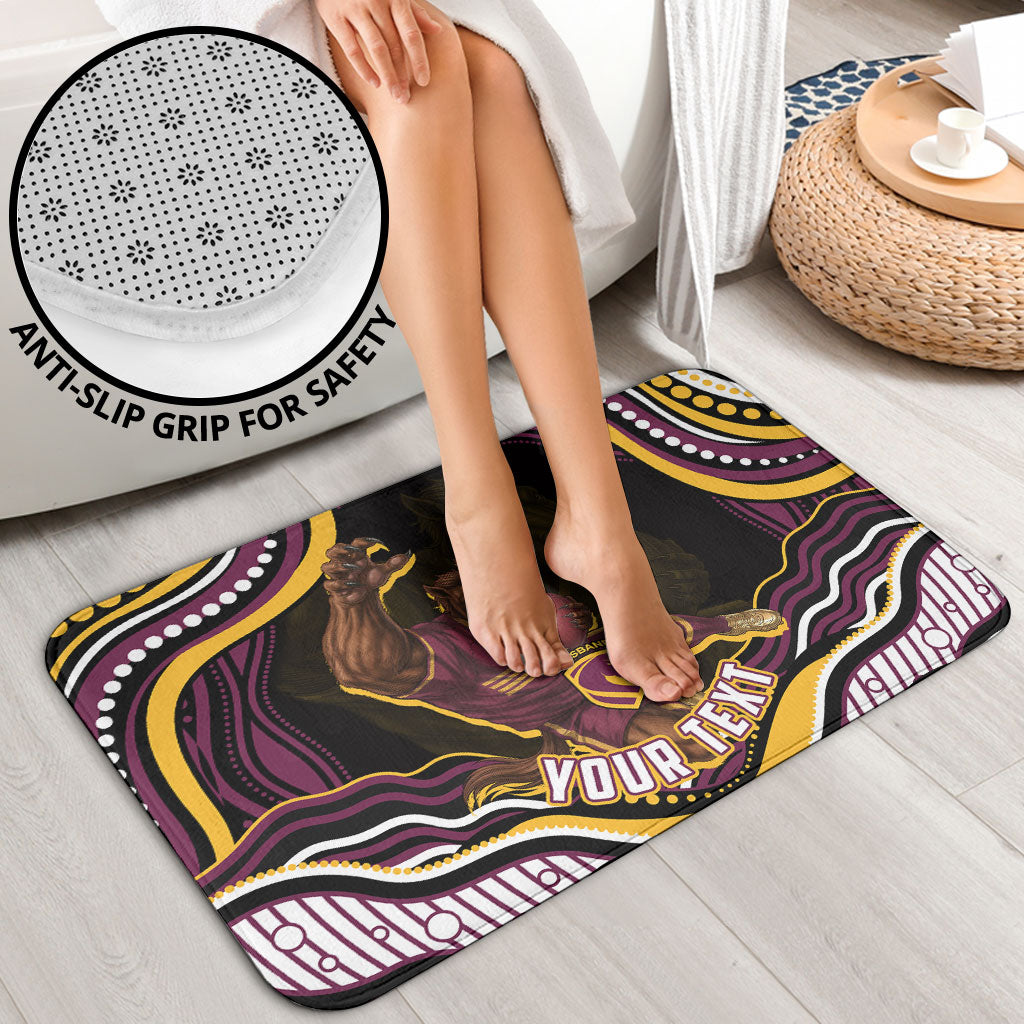 Personalized Brisbane Broncos Bathroom Set Aboriginal Dot Art - Dreamtime Rugby Mascot