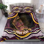 Personalized Brisbane Broncos Bedding Set Aboriginal Dot Art - Dreamtime Rugby Mascot