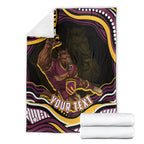 Personalized Brisbane Broncos Blanket Aboriginal Dot Art - Dreamtime Rugby Mascot