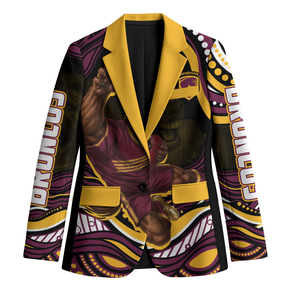 Personalized Brisbane Broncos Blazer Aboriginal Dot Art - Dreamtime Rugby Mascot