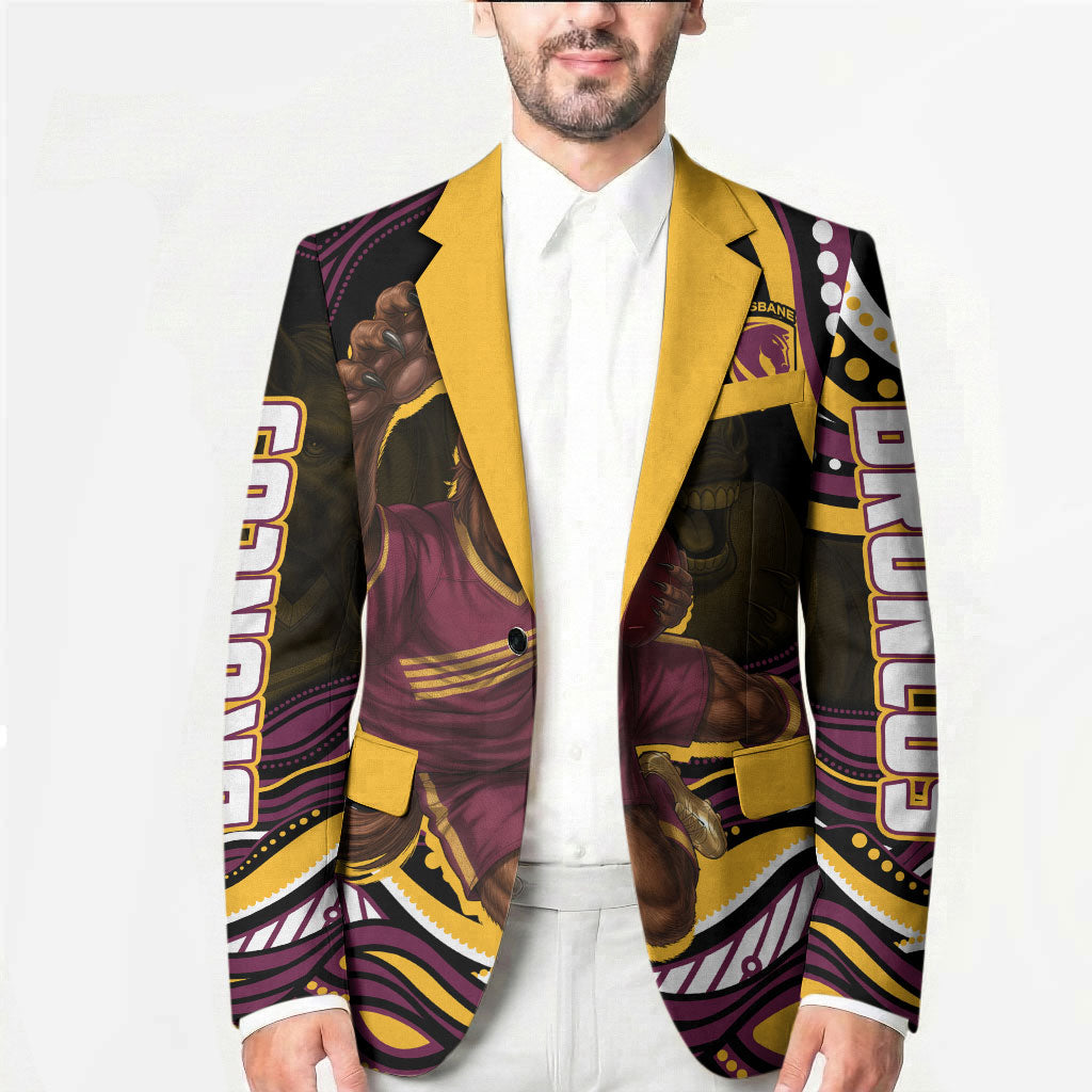 Personalized Brisbane Broncos Blazer Aboriginal Dot Art - Dreamtime Rugby Mascot
