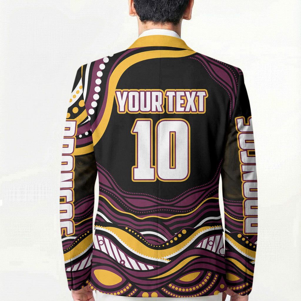 Personalized Brisbane Broncos Blazer Aboriginal Dot Art - Dreamtime Rugby Mascot
