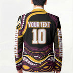 Personalized Brisbane Broncos Blazer Aboriginal Dot Art - Dreamtime Rugby Mascot