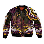 Personalized Brisbane Broncos Bomber Jacket Aboriginal Dot Art - Dreamtime Rugby Mascot