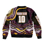 Personalized Brisbane Broncos Bomber Jacket Aboriginal Dot Art - Dreamtime Rugby Mascot