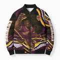 Personalized Brisbane Broncos Bomber Puffer Jacket Aboriginal Dot Art - Dreamtime Rugby Mascot