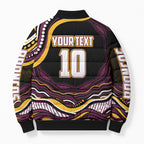 Personalized Brisbane Broncos Bomber Puffer Jacket Aboriginal Dot Art - Dreamtime Rugby Mascot
