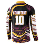 Personalized Brisbane Broncos Button Sweatshirt Aboriginal Dot Art - Dreamtime Rugby Mascot
