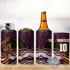 Personalized Brisbane Broncos 4 in 1 Can Cooler Tumbler Aboriginal Dot Art - Dreamtime Rugby Mascot