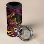 Personalized Brisbane Broncos 4 in 1 Can Cooler Tumbler Aboriginal Dot Art - Dreamtime Rugby Mascot