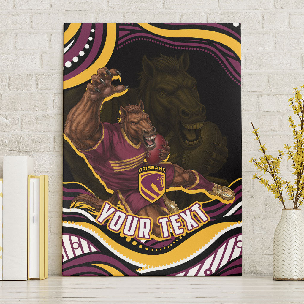 Personalized Brisbane Broncos Canvas Wall Art Aboriginal Dot Art - Dreamtime Rugby Mascot
