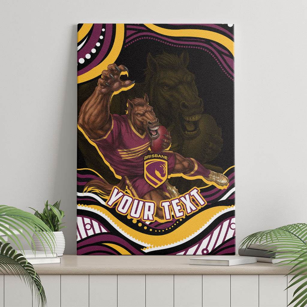 Personalized Brisbane Broncos Canvas Wall Art Aboriginal Dot Art - Dreamtime Rugby Mascot