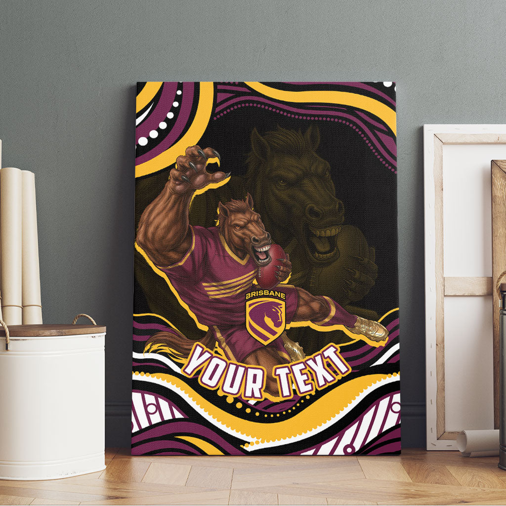 Personalized Brisbane Broncos Canvas Wall Art Aboriginal Dot Art - Dreamtime Rugby Mascot