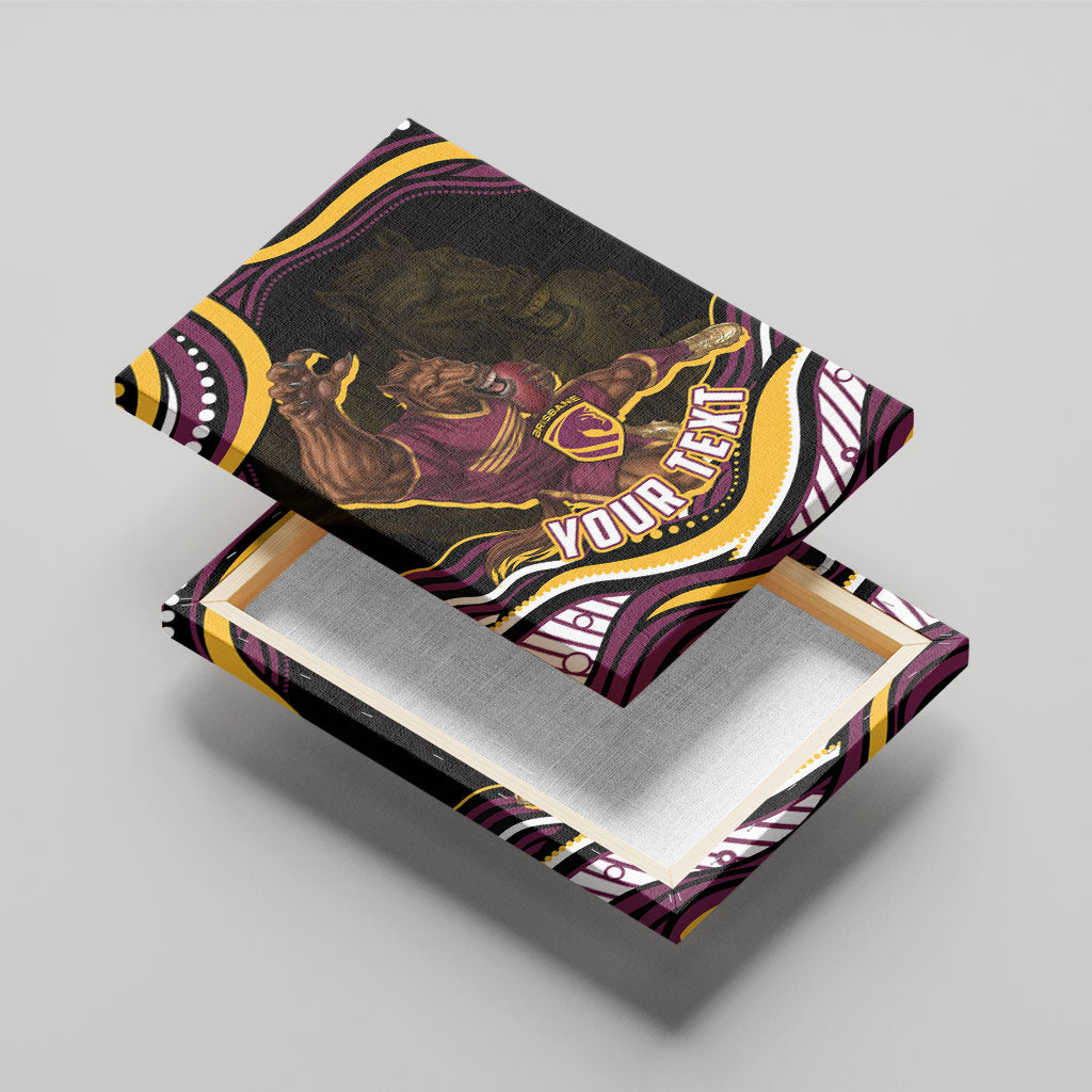 Personalized Brisbane Broncos Canvas Wall Art Aboriginal Dot Art - Dreamtime Rugby Mascot