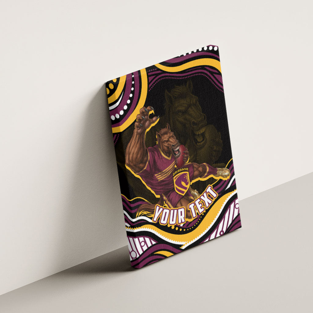 Personalized Brisbane Broncos Canvas Wall Art Aboriginal Dot Art - Dreamtime Rugby Mascot