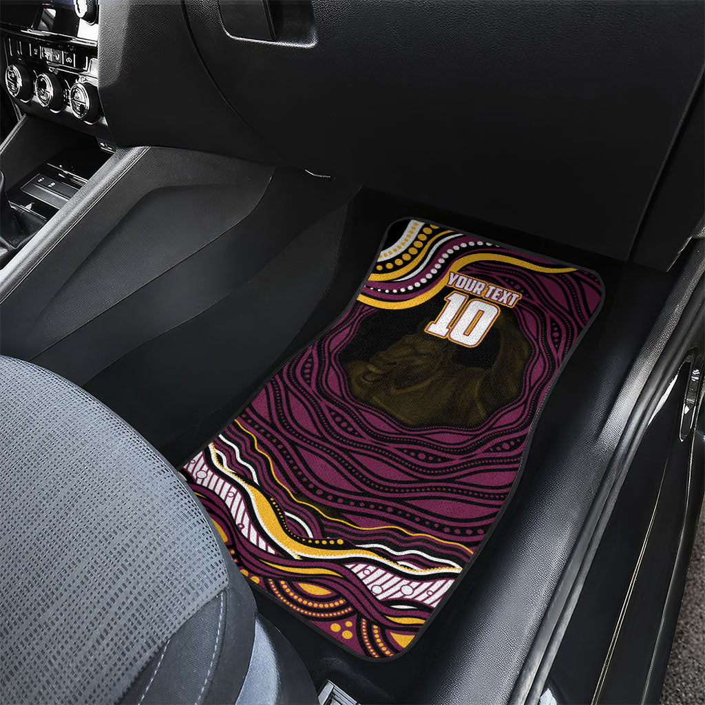 Personalized Brisbane Broncos Car Mats Aboriginal Dot Art - Dreamtime Rugby Mascot