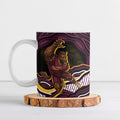 Personalized Brisbane Broncos Ceramic Mug Aboriginal Dot Art - Dreamtime Rugby Mascot