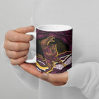 Personalized Brisbane Broncos Ceramic Mug Aboriginal Dot Art - Dreamtime Rugby Mascot