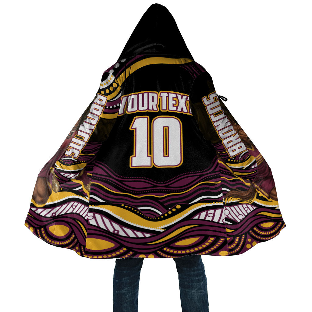 Personalized Brisbane Broncos Cloak Aboriginal Dot Art - Dreamtime Rugby Mascot