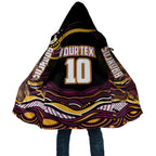 Personalized Brisbane Broncos Cloak Aboriginal Dot Art - Dreamtime Rugby Mascot