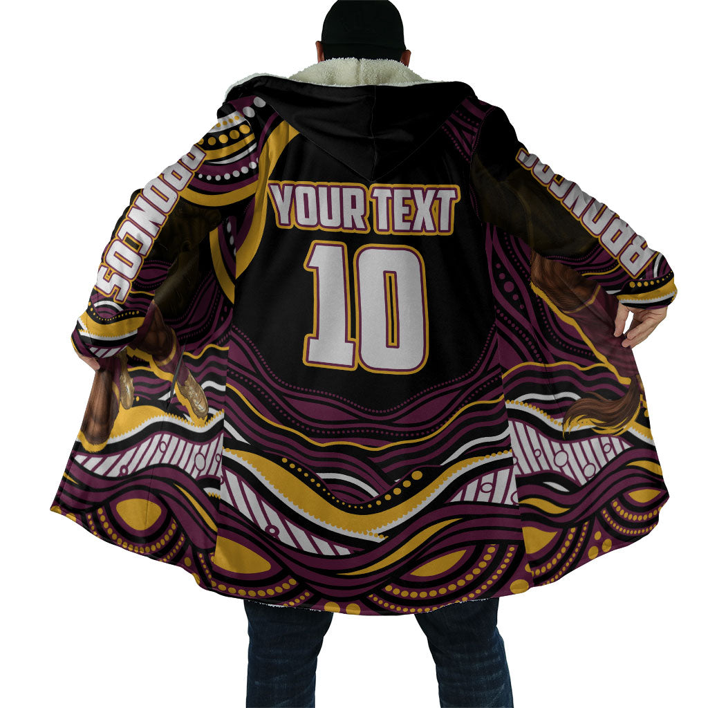 Personalized Brisbane Broncos Cloak Aboriginal Dot Art - Dreamtime Rugby Mascot
