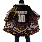 Personalized Brisbane Broncos Cloak Aboriginal Dot Art - Dreamtime Rugby Mascot