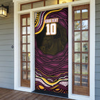 Personalized Brisbane Broncos Door Cover Aboriginal Dot Art - Dreamtime Rugby Mascot