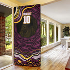 Personalized Brisbane Broncos Door Cover Aboriginal Dot Art - Dreamtime Rugby Mascot