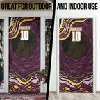 Personalized Brisbane Broncos Door Cover Aboriginal Dot Art - Dreamtime Rugby Mascot
