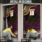 Personalized Brisbane Broncos Door Cover Aboriginal Dot Art - Dreamtime Rugby Mascot