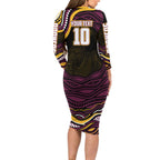 Personalized Brisbane Broncos Family Matching Long Sleeve Bodycon Dress and Hawaiian Shirt Aboriginal Dot Art - Dreamtime Rugby Mascot