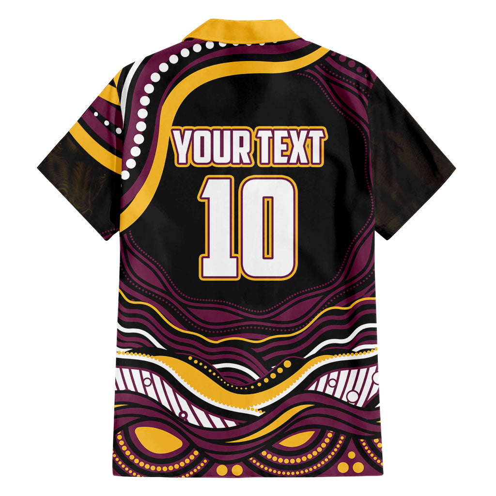 Personalized Brisbane Broncos Family Matching Off The Shoulder Long Sleeve Dress and Hawaiian Shirt Aboriginal Dot Art - Dreamtime Rugby Mascot