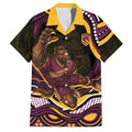 Personalized Brisbane Broncos Family Matching Puletasi and Hawaiian Shirt Aboriginal Dot Art - Dreamtime Rugby Mascot
