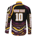 Personalized Brisbane Broncos Family Matching Puletasi and Hawaiian Shirt Aboriginal Dot Art - Dreamtime Rugby Mascot