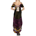 Personalized Brisbane Broncos Family Matching Summer Maxi Dress and Hawaiian Shirt Aboriginal Dot Art - Dreamtime Rugby Mascot