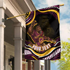 Personalized Brisbane Broncos Garden Flag Aboriginal Dot Art - Dreamtime Rugby Mascot