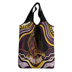 Personalized Brisbane Broncos Grocery Bag Aboriginal Dot Art - Dreamtime Rugby Mascot