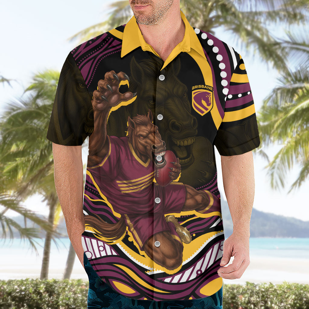Personalized Brisbane Broncos Hawaiian Shirt Aboriginal Dot Art - Dreamtime Rugby Mascot