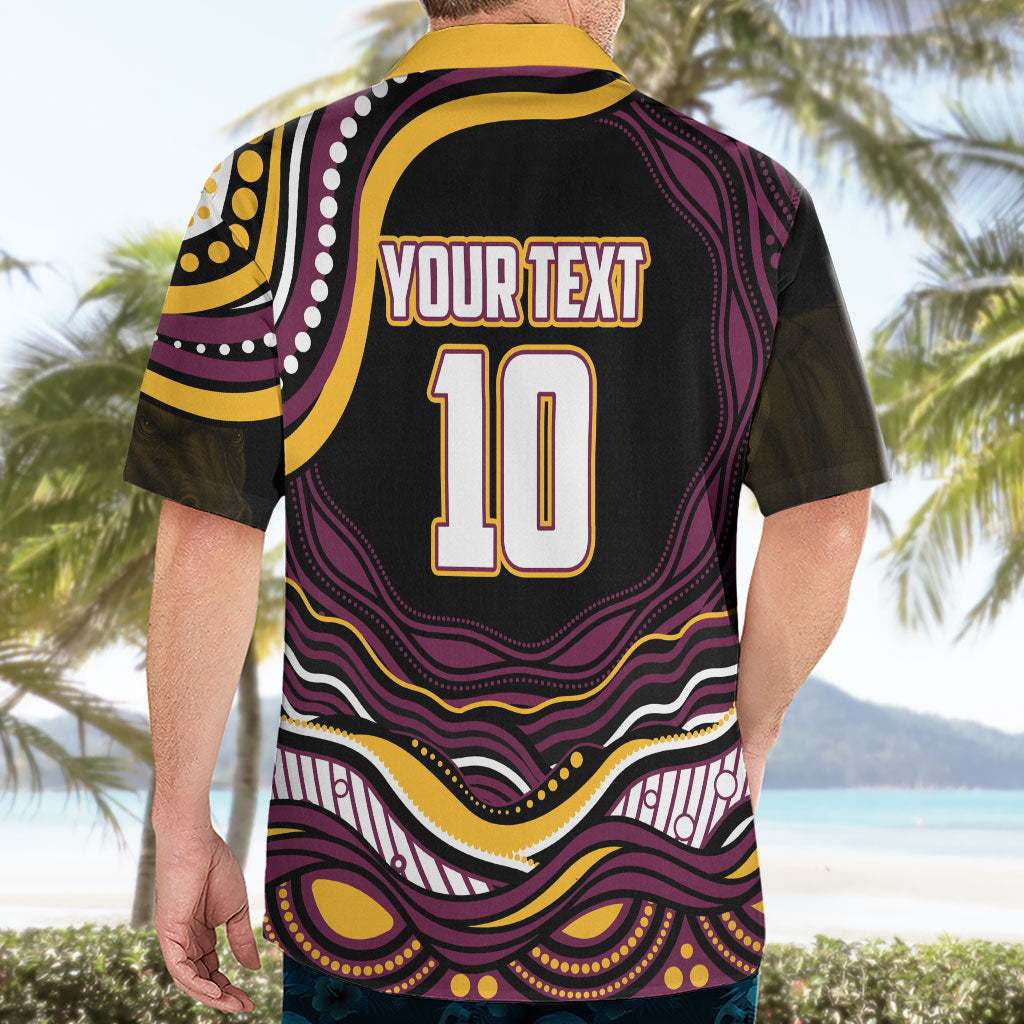 Personalized Brisbane Broncos Hawaiian Shirt Aboriginal Dot Art - Dreamtime Rugby Mascot