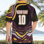 Personalized Brisbane Broncos Hawaiian Shirt Aboriginal Dot Art - Dreamtime Rugby Mascot