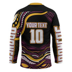 Personalized Brisbane Broncos Hockey Jersey Aboriginal Dot Art - Dreamtime Rugby Mascot