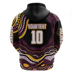 Personalized Brisbane Broncos Hoodie Aboriginal Dot Art - Dreamtime Rugby Mascot